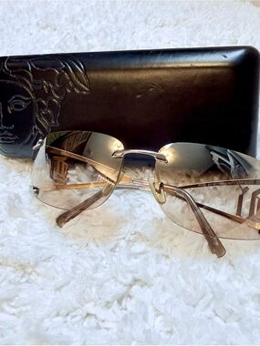 Versace Rimless Sunglasses with Brown Gradient Lenses